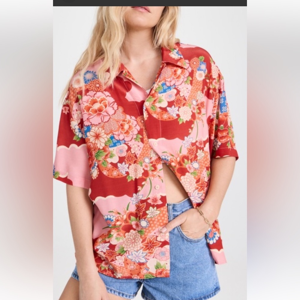 🌺 NWT Re/Done Scarlett floral blouse